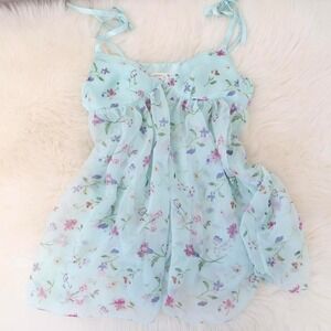 Rare Victoria's Secret Y2K Baby Blue Floral Babydoll Top — Fairycore / Coquette